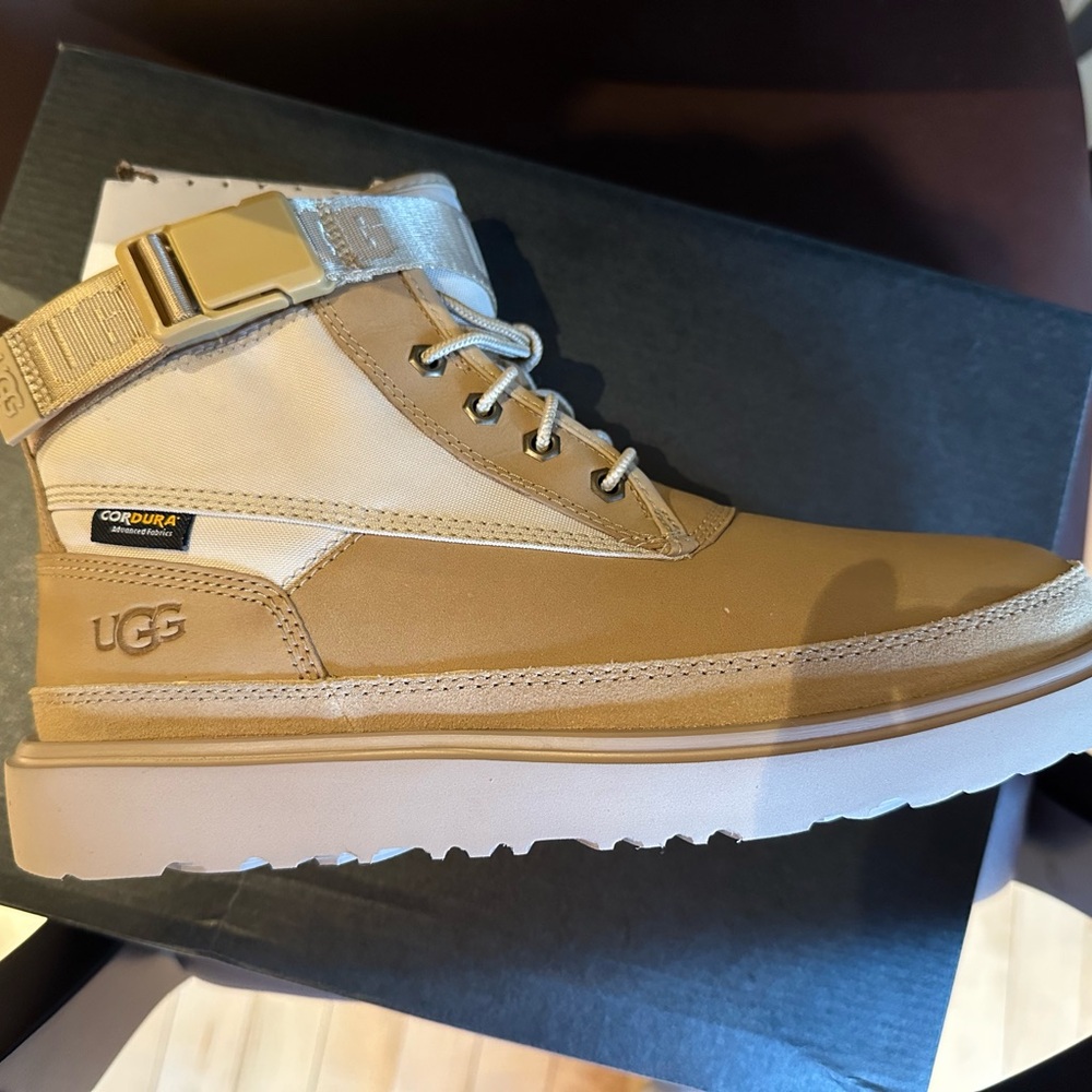 UGG Tan Rain and Snow Boots with High Top Design and Thick Sole - Picture 3 of 8